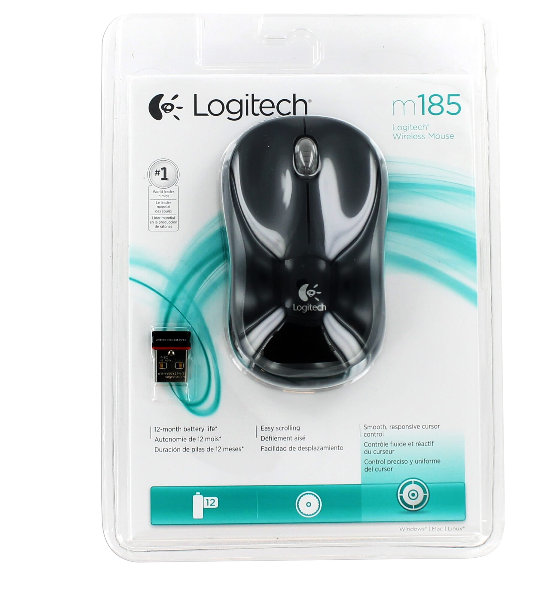 Logitech M185 Draadloze Optische Muis - Zwart/Grijs