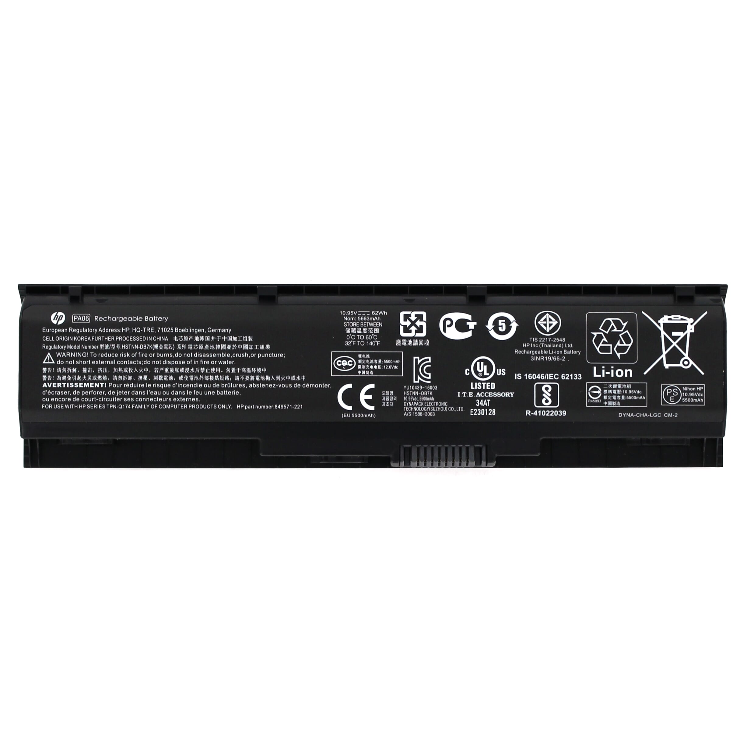 HP Batterie Ordinateur Portable 6-Cell 62Wh