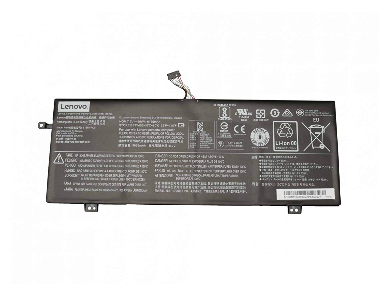 Lenovo Batterie Ordinateur Portable 6000mAh