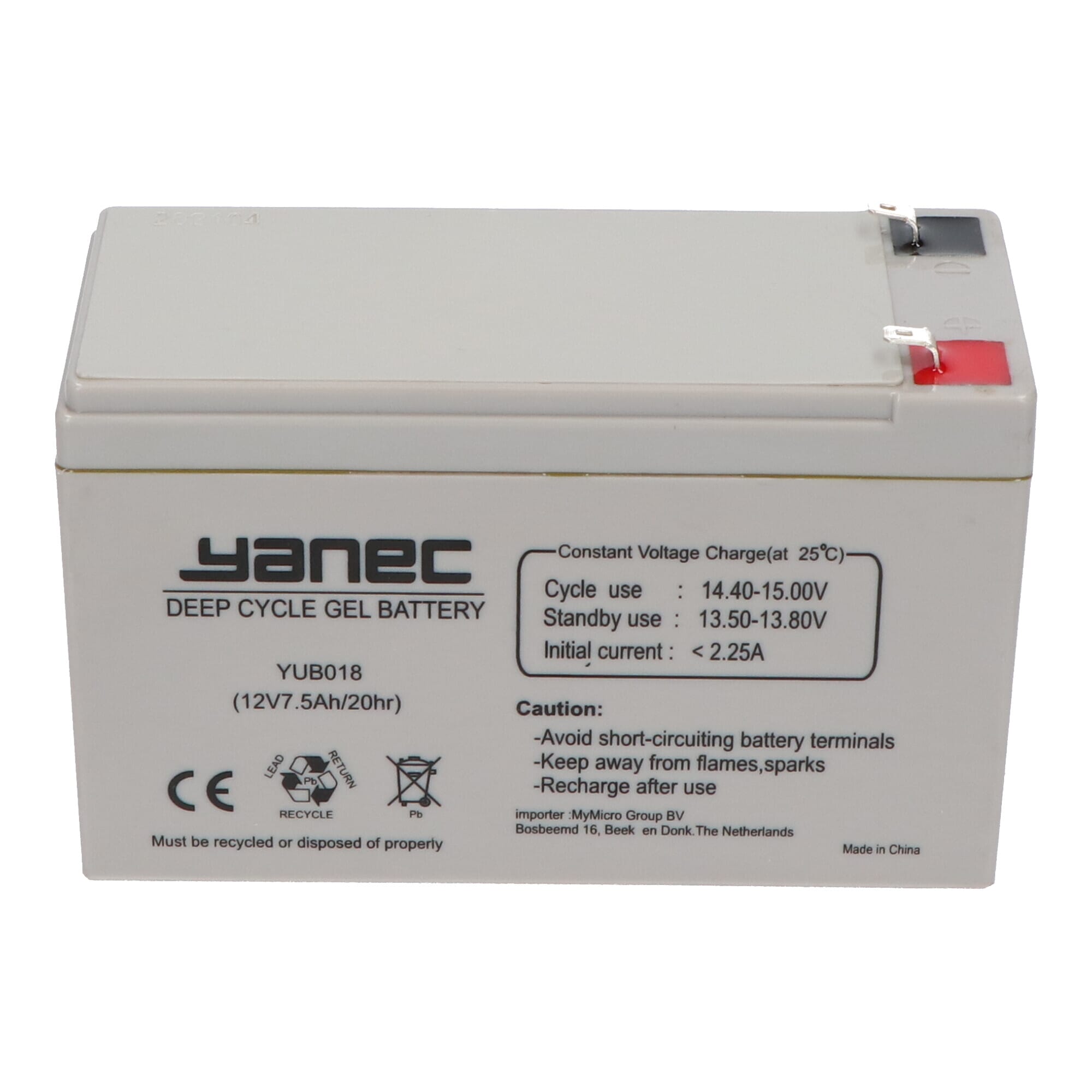 Yanec Gel Accu 12V 7.5Ah