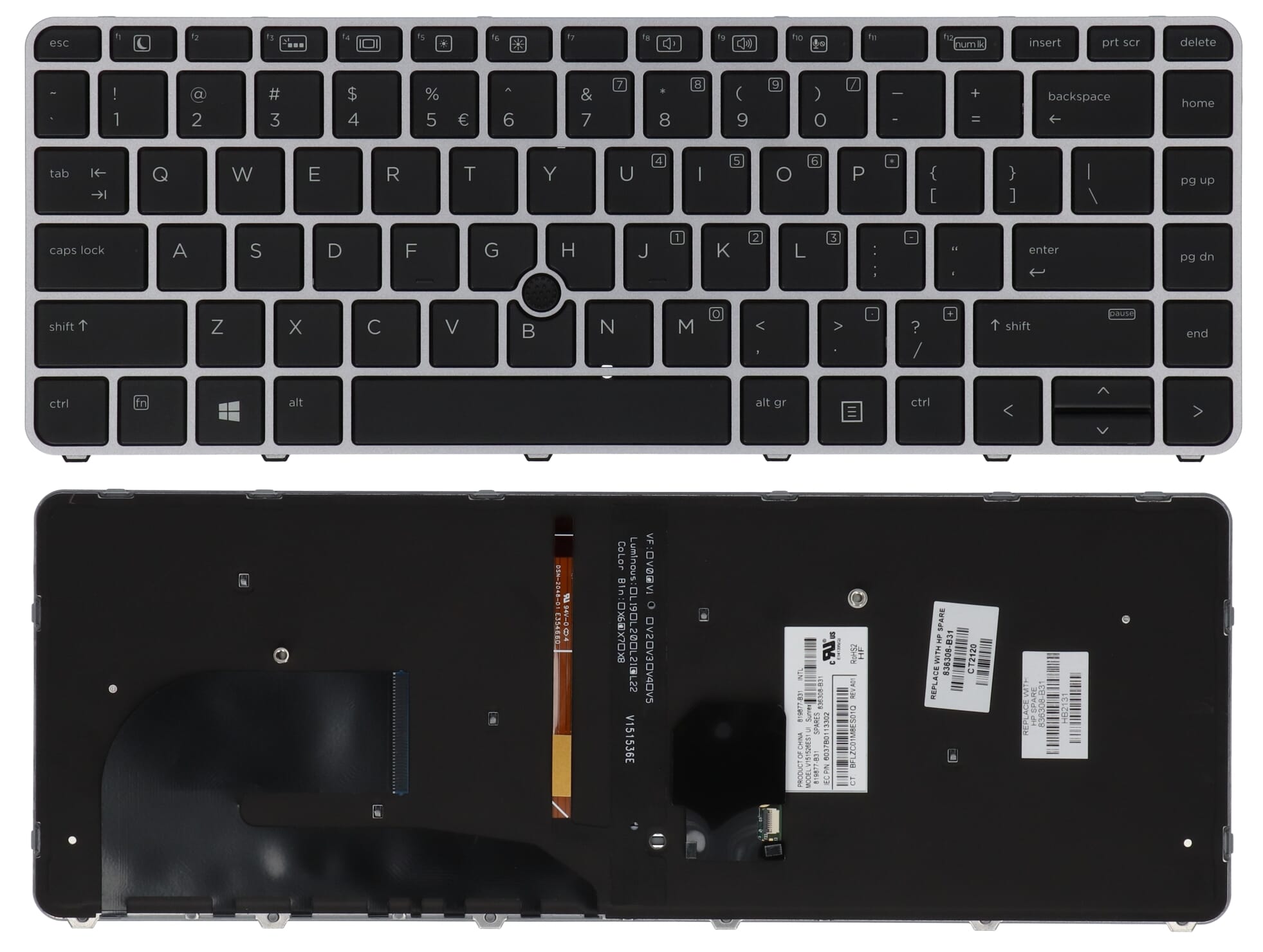 HP Clavier Qwerty US + Trackpoint, Éclairage