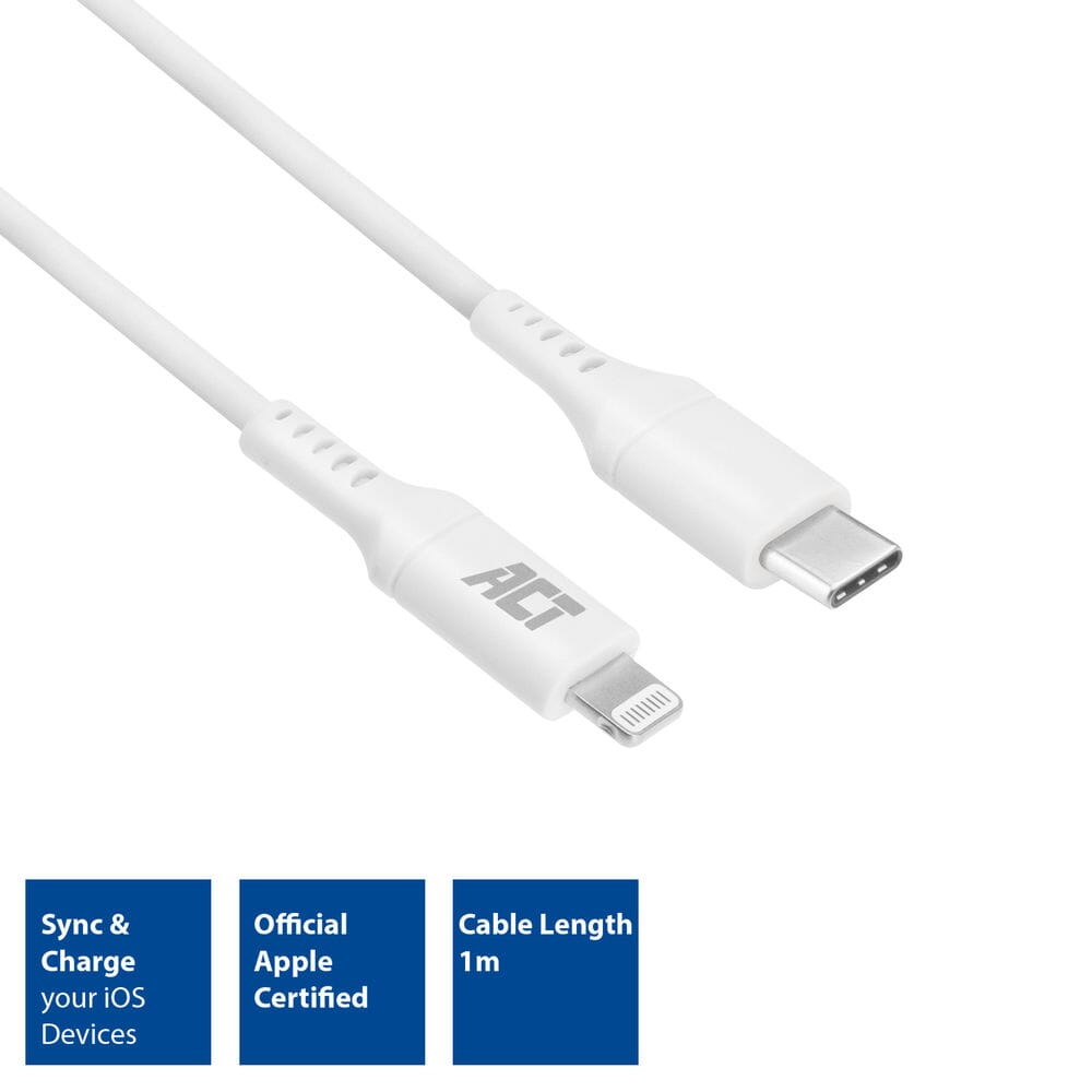 ACT USB-C naar Lightning laad- en datakabel 1m MFI certified