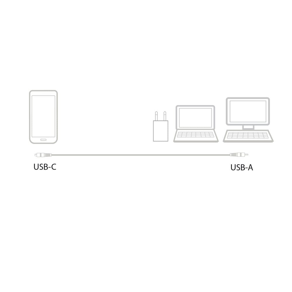 ACT USB-A male naar USB-C male laad en sync kabel 1m nylon