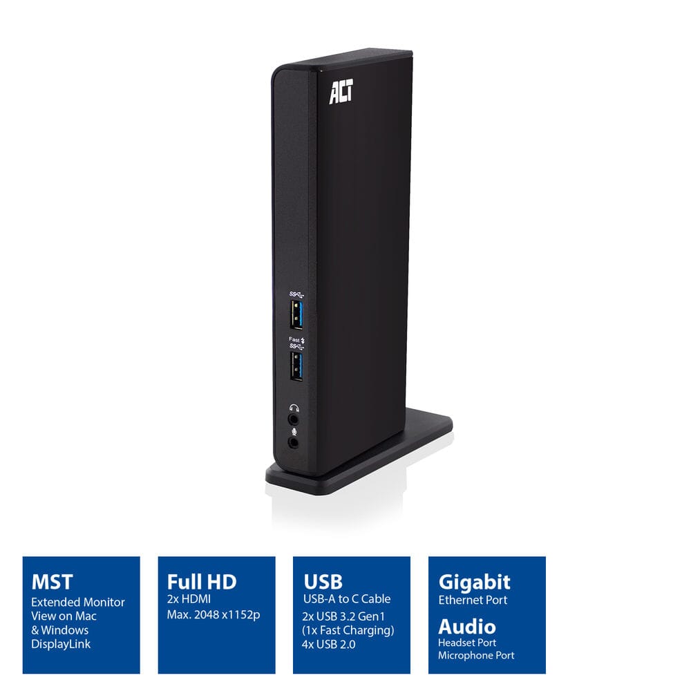 ACT USB-C of USB-A Dual Monitor Docking Station