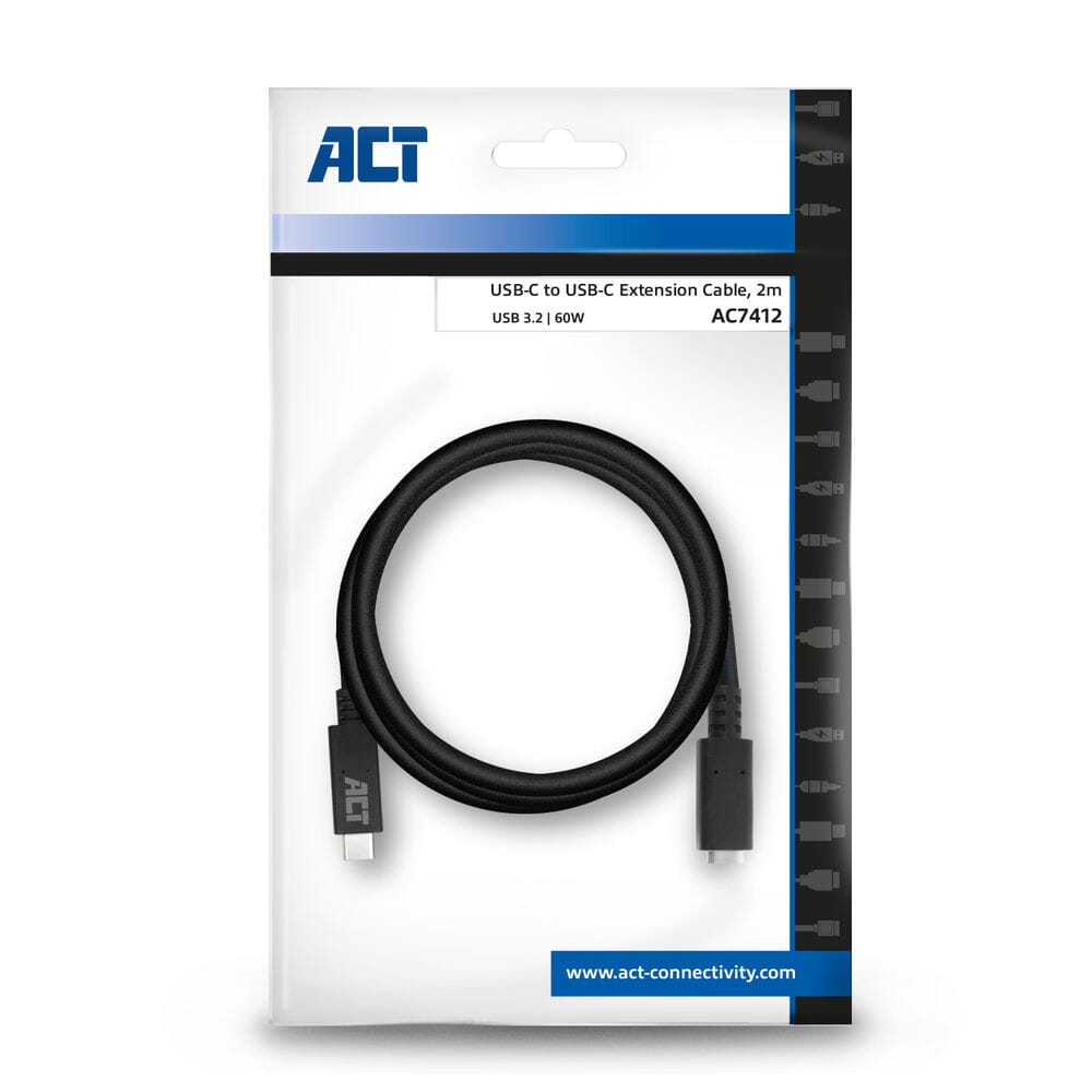 ACT USB 3.2 Gen1 verlengkabel C male - C female 2 m