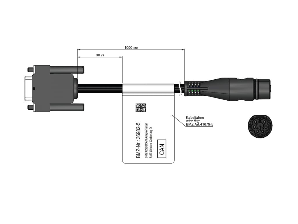 BMZ Adaptercable USB2CAN Hirschmann 48V