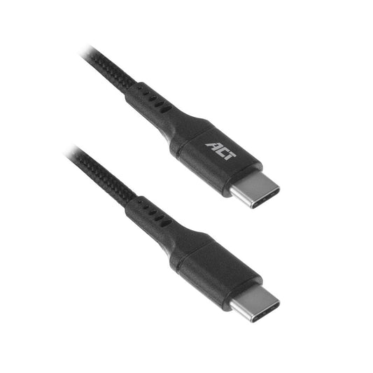 ACT USB-C male naar USB-C male laad- en datakabel 1m nylon