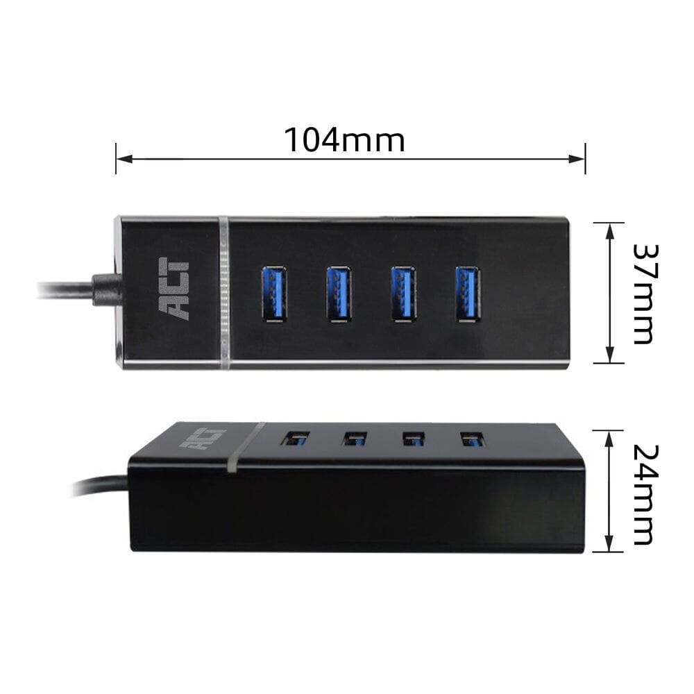 ACT USB-C hub 3.0, 4 poorts, USB-A