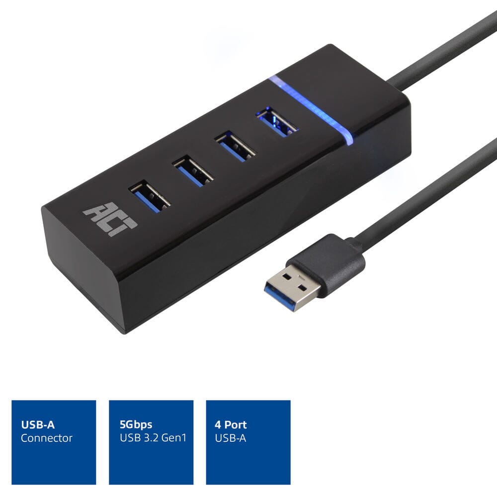 ACT USB hub 3.0, 4 poorts USB-A