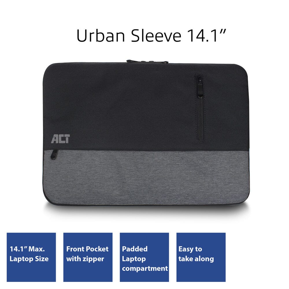 ACT Urban, laptop sleeve 14.1 inch, zwart/grijs