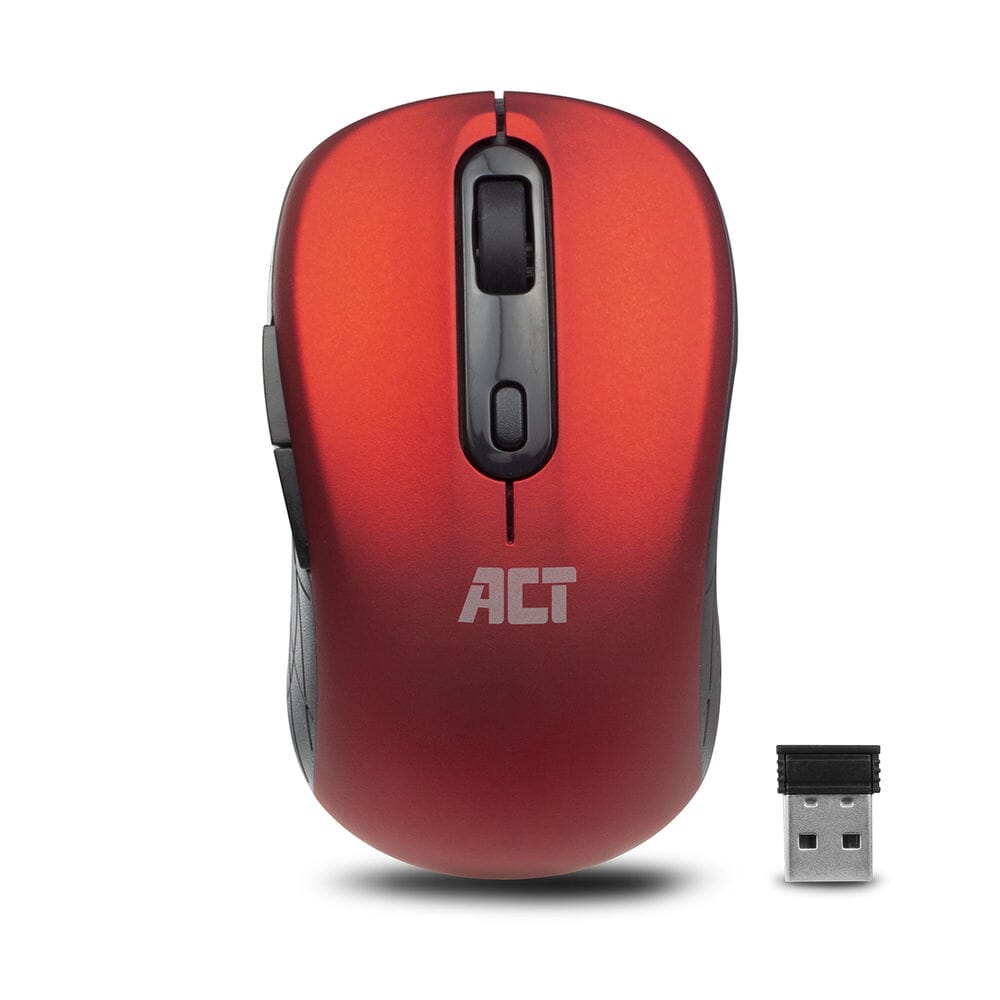 ACT Draadloze muis, USB nano-ontvanger, 1600 dpi, rood