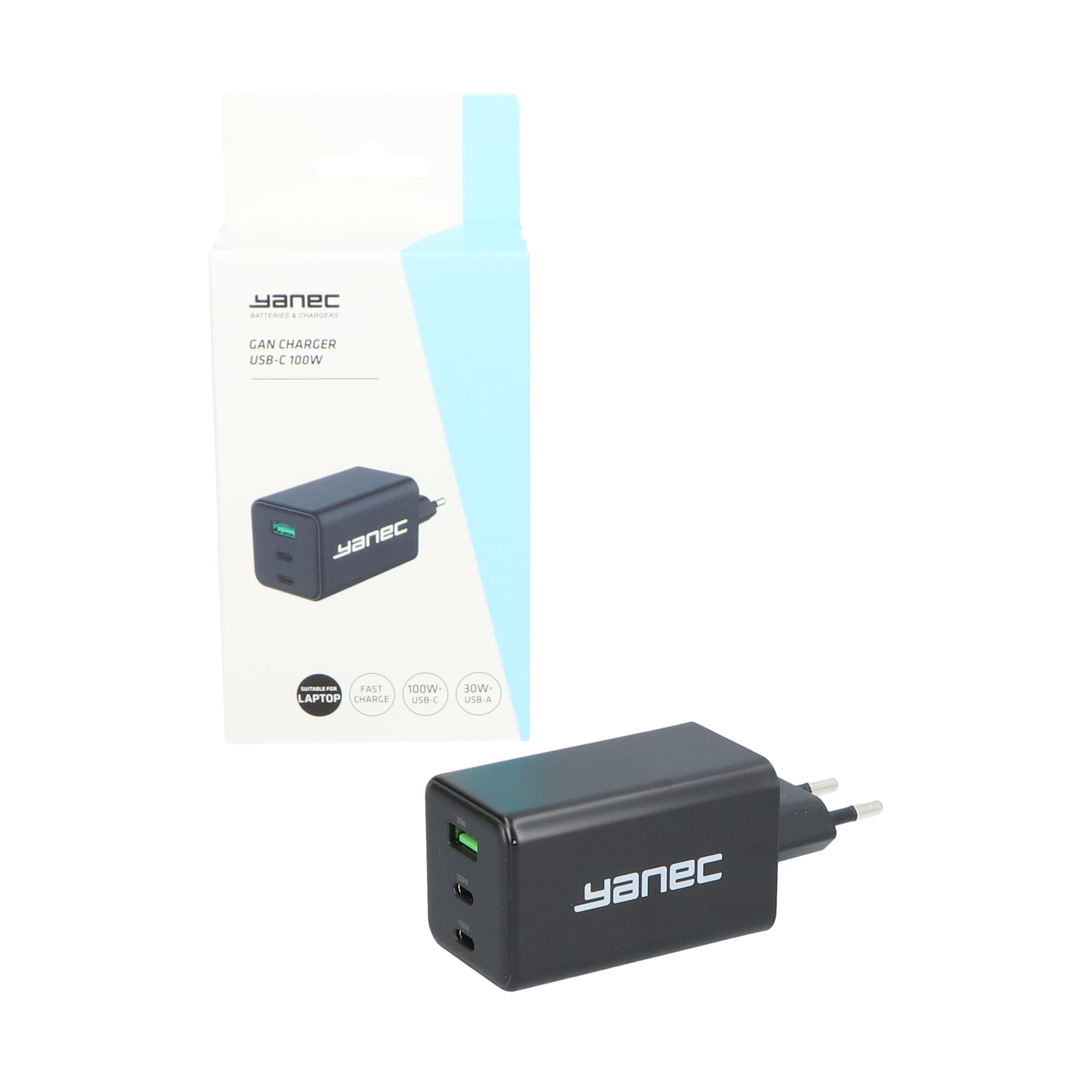 Yanec Compacte GaN lader USB-A USB-C 100W